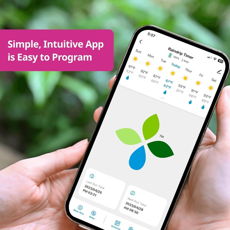 Raindrip R875CT Hose-End Smart Water Sprinkler Timer, Wi-Fi, Wireless Hose Faucet Bibb Timer for Garden, Drip Irrigation System Controller, Free App via 2.4 GHz Gateway Combo,GHT Compatible, Gray - Image 2